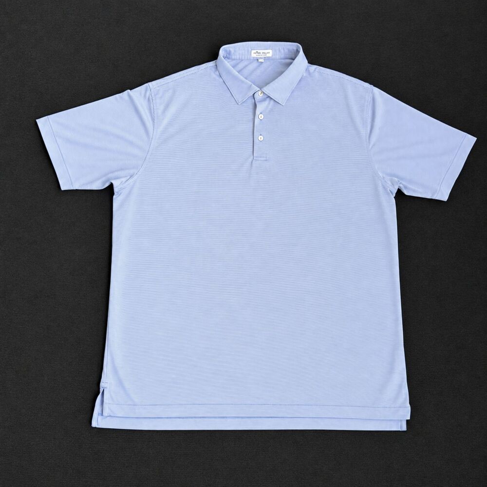 Peter Millar Summer Comfort Men’s XXL Light Blue Stripe Golf Polo